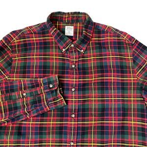 J Crew Holiday Plaid Shirt Men XL Red Green Slim Fit Button Down Long Sleeve